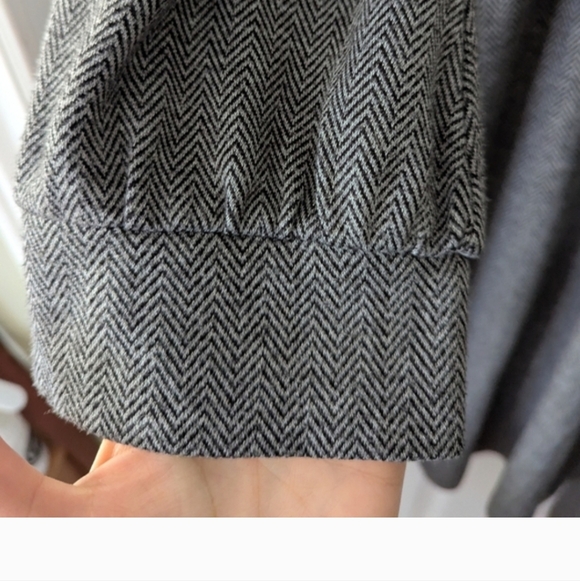 BANANA REPUBLIC Grey Herringbone Acrylic Blend Midi Belted Wrap Dress Size M - Picture 6 of 10